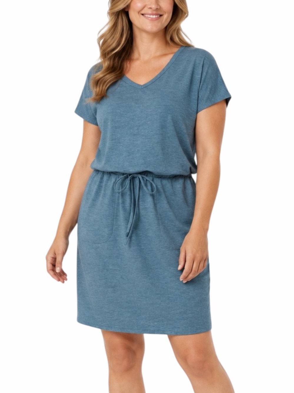 32 Degrees Cool Soft Lux Dress XXL Drawstring Pockets Heather Ash Blue Sporty